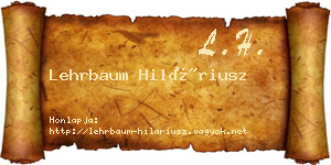 Lehrbaum Hiláriusz névjegykártya